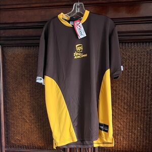 Chase Authentics Brown and Yellow UPS Racing Men's Jersey